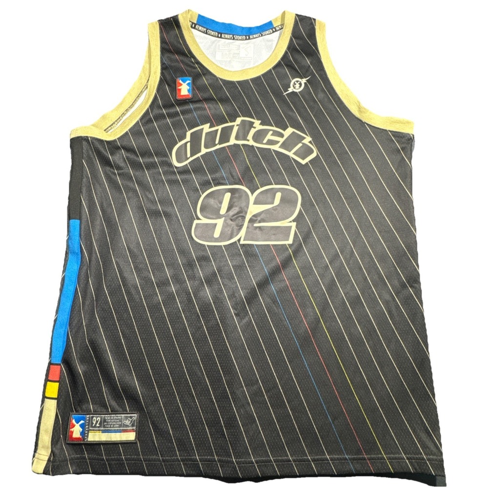 Dutch Bros Coffee Jersey Men's XL Basketbal Tank 1992 Black Always Stoked Stripe
